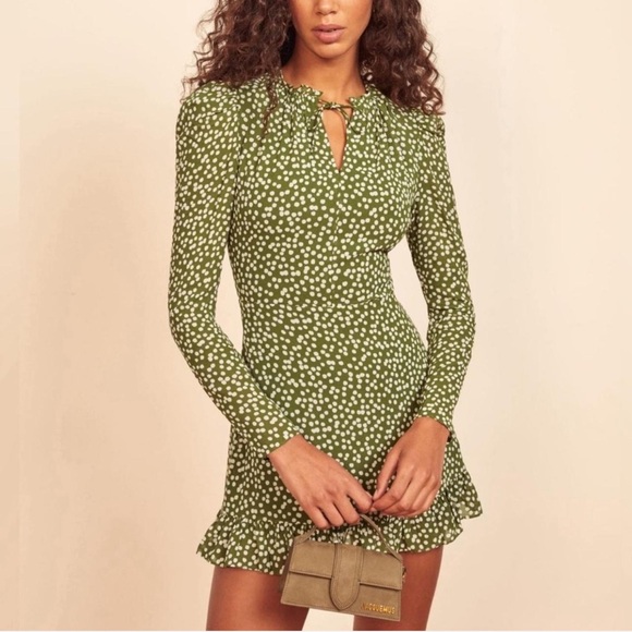 Reformation Olive Green Long Sleeve Dress - Picture 1 of 6